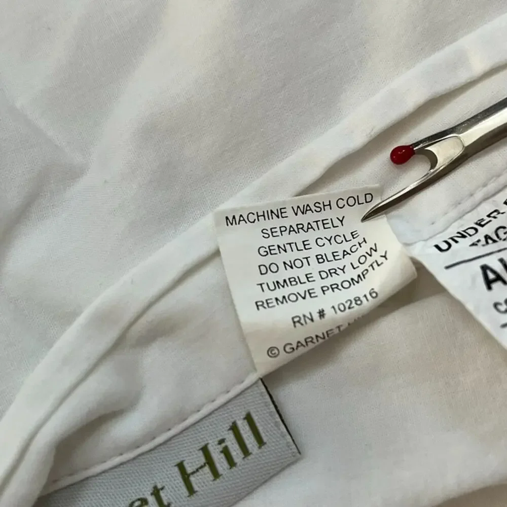 Garnet HIll White Quilted Standard Pillow Sham 100% Cotton Tie Closure
